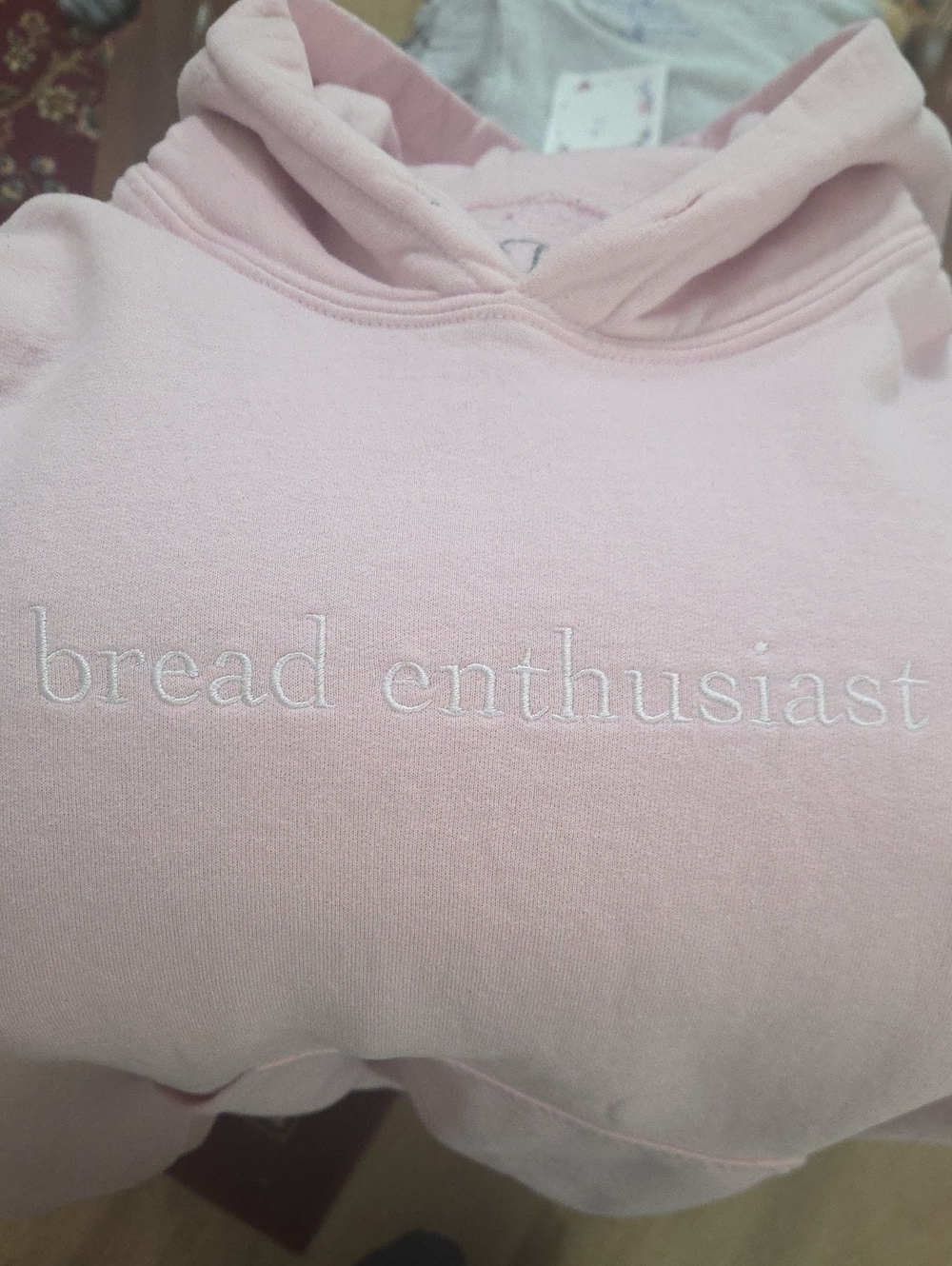 Pink 'Bread Enthusiast' Hooded Sweatshirt - Women's Cozy Pullover M